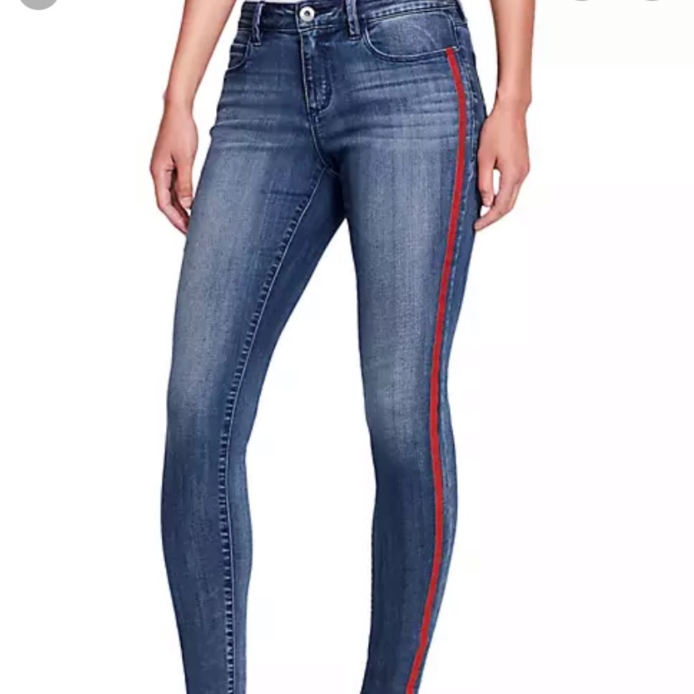 MOTHER ankle jeans with red stripes